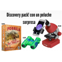 Kit Discovery Bresser- Prismático + Microscopio + Juego de dinosaurios + Peluche sorpresa